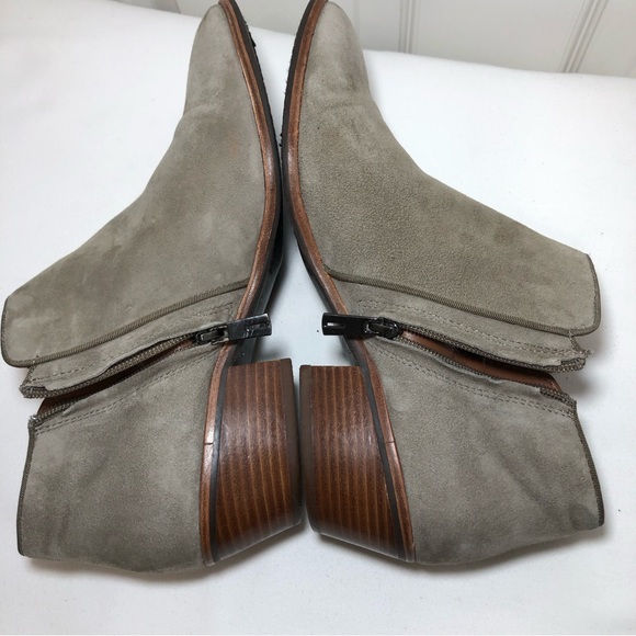 Sam Edelman Leather Suede Petty Zipper Tan grayish Putty Ankle Booties  10M - Picture 9 of 15